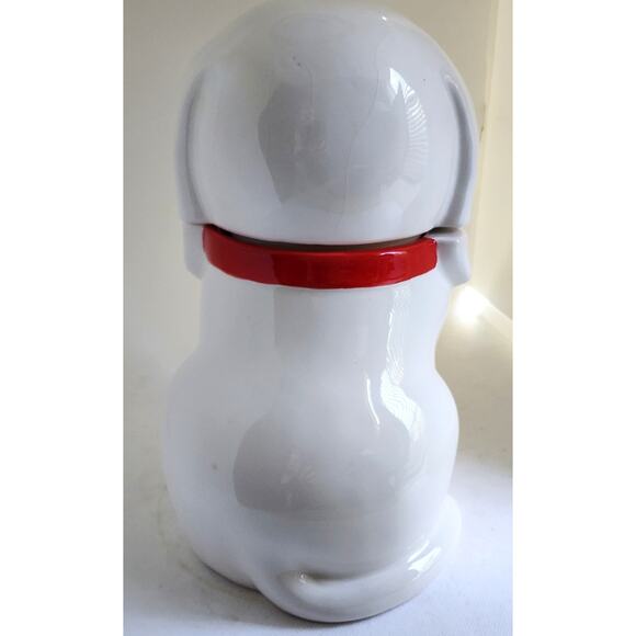 COOKIE/TREAT JAR/Basset Hound-White-Red Collar (Not Pioneer Woman)-10" Tall - Picture 4 of 16